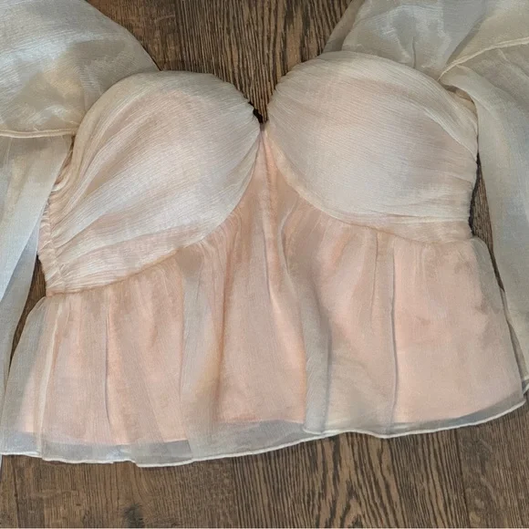 House of Harlow 1960 X REVOLVE Burna Blouse Cream Sz M Romantic Flouncy Coquette - Picture 5 of 16